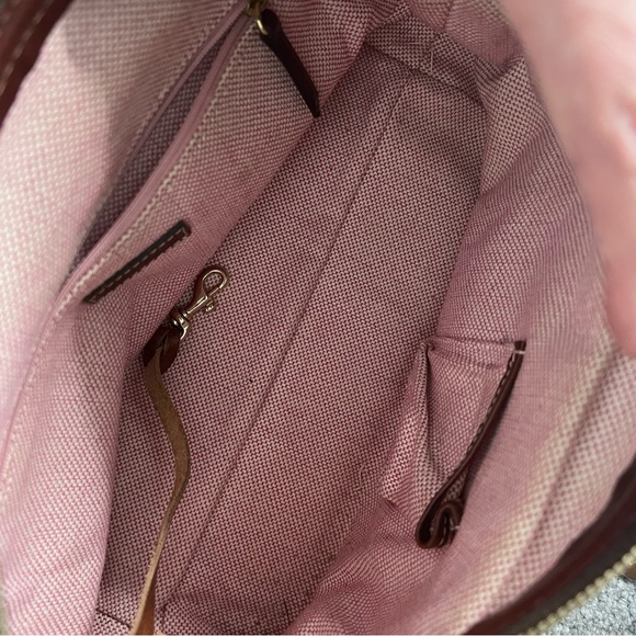 Dooney & Bourke Leather Trim Y2K Canvas Satchel Bag - Picture 5 of 11